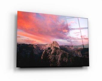 Yosemite National Park Tempered Glass Wall Art: California Sunset Decor