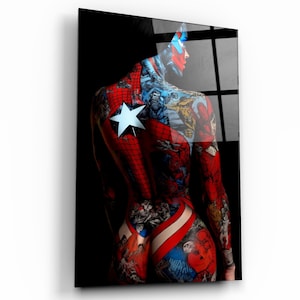 Tattooed 2 - Designers Collection - Glass Printing Wall Art - Graffiti - Home Decor - Gift Idea - Woman - Tempered Glass Wall Art - Poster