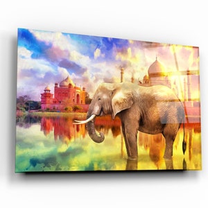 Elephant in India - Glass Printing Wall Art - Office Decoration - Home Decoration - Housewarming Gift - Interior Design