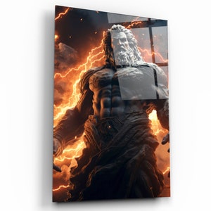 Zeus Tempered Glass Wall Art: Greek Myth Decor