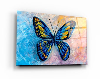 Butterfly Glass Wall Art: Tempered Glass Print, Home Decor