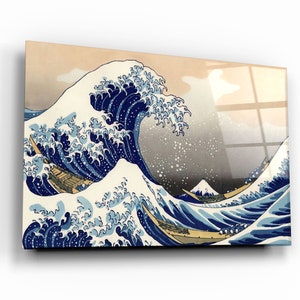 The Great Wave off Kanagawa (1829) by Hokusai- Glass Wall Art - Home Decoration - House Warming Gift - Interior Design Ideas - Wall Hangings