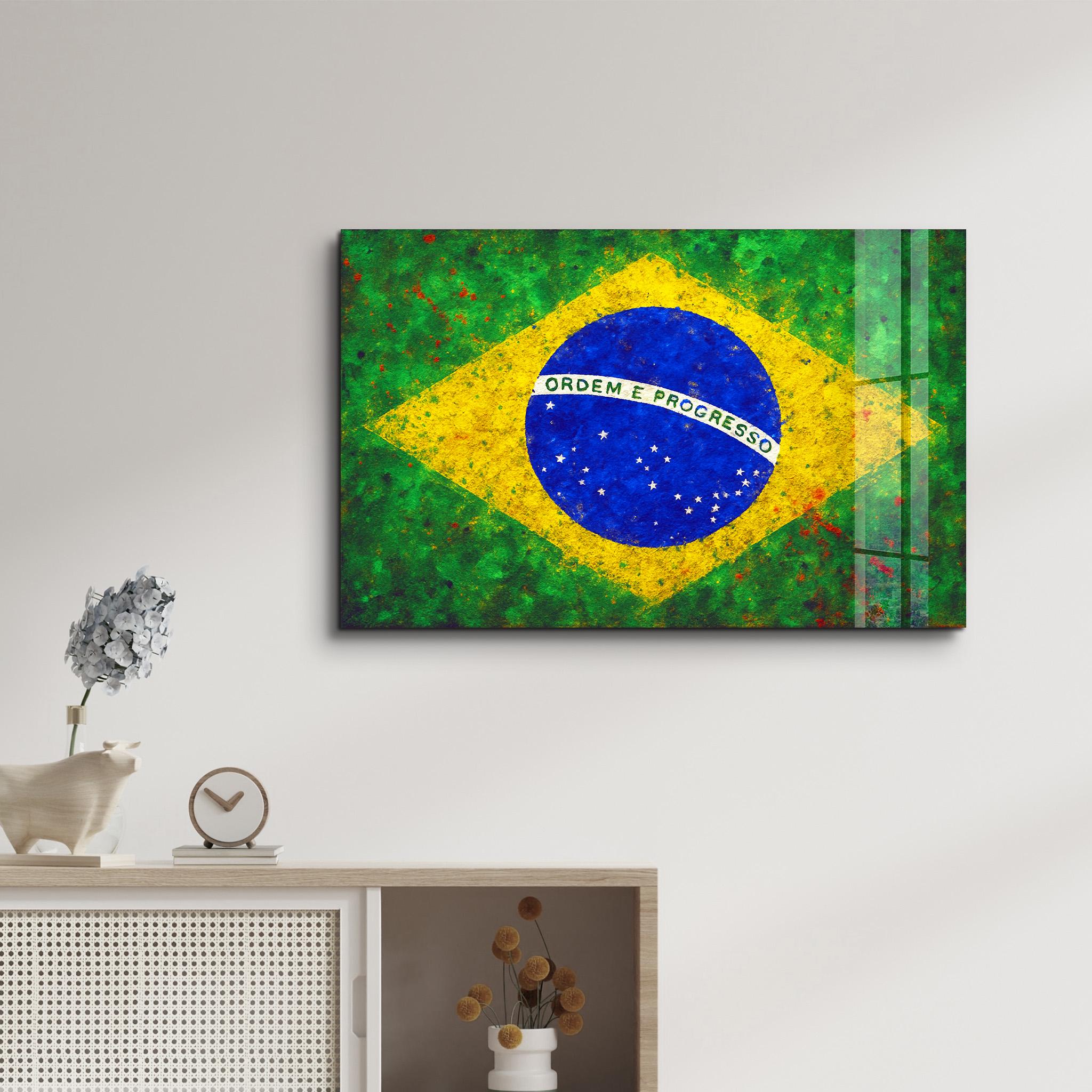 Brazilian Flag Glass Wall Art: Vivid Colors, Modern Home Decor - Etsy