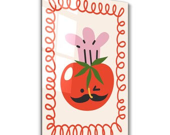 Mister Tomato | Glass Wall Art - Home and Office Decor