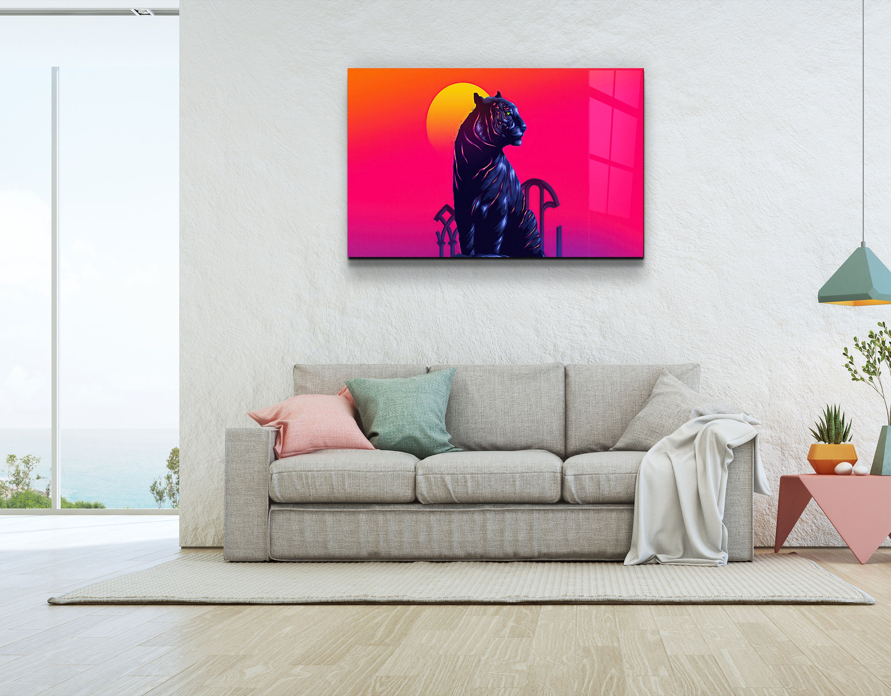 Quadro Da Parete Moderno Tiger 02 – Stampa Su Vetro Acrilico 80x55 Cm, Resistente UV, Effetto Profondità, Prodotto In Germania
