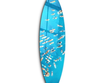 Surfboard Tempered Glass Wall Art: Beach Home Decor