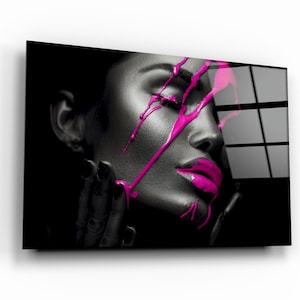 Pink Cream Glass Printing Wall Art - Tempered Glass Wall Art - Home Decoration - House Warming Gift - Interior Design Ideas - Wall Hangings