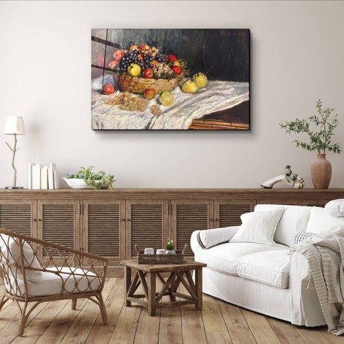Apples and Grapes (1879–1880) shops by Claude Monet Glass Printing Wall Art - Glass Wall Art - Home Decoration - Interior Design Ideas