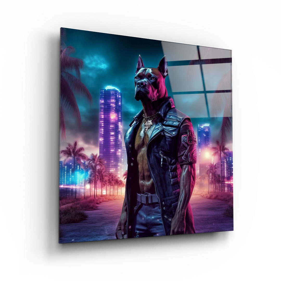 Cyberpunk Dog Tempered Glass Wall Art: Limited Edition Designer Print ...