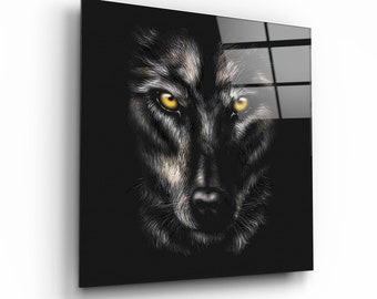 Wolf Portrait Tempered Glass Wall Art: Modern Home Decor