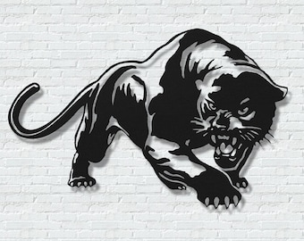 Black Panther Metal Wall Art: Handmade Home Decor