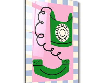 Retro Phone | Glass Wall Art - Home and Office Decor