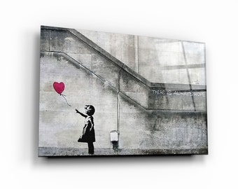 Banksy - Baloon Girl - Street Art - Tempered Glass Wall Art - Home decor - Wall decor- Wall sculpture - Interior Design - Birthday Gift