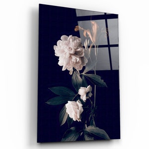 Vintage Flowers Tempered Glass Wall Art - Home decor - Wall decor- Wall sculpture - Interior Design - Birthday Gift - Wall Hanging