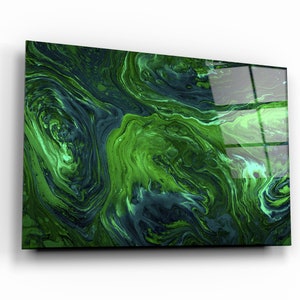 Lava Pattern - Green Glass Printing Wall Art - Glass Wall Art - Home Decoration - House Warming Gift - Designer&#39;s Collection