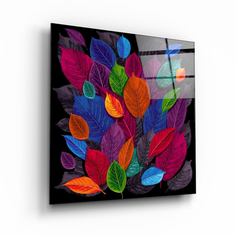 Leaf Feast Glass Printing Wall Art Glass Wall Art Home Decoration House Warming Gift Interior Design Ideas Wall Hangings image 1