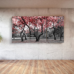 Sakura Tree Trio - Mega Size Tempered Glass Wall Art - Home decor - Wall decor- Wall sculpture - Interior Design - Birthday Gift