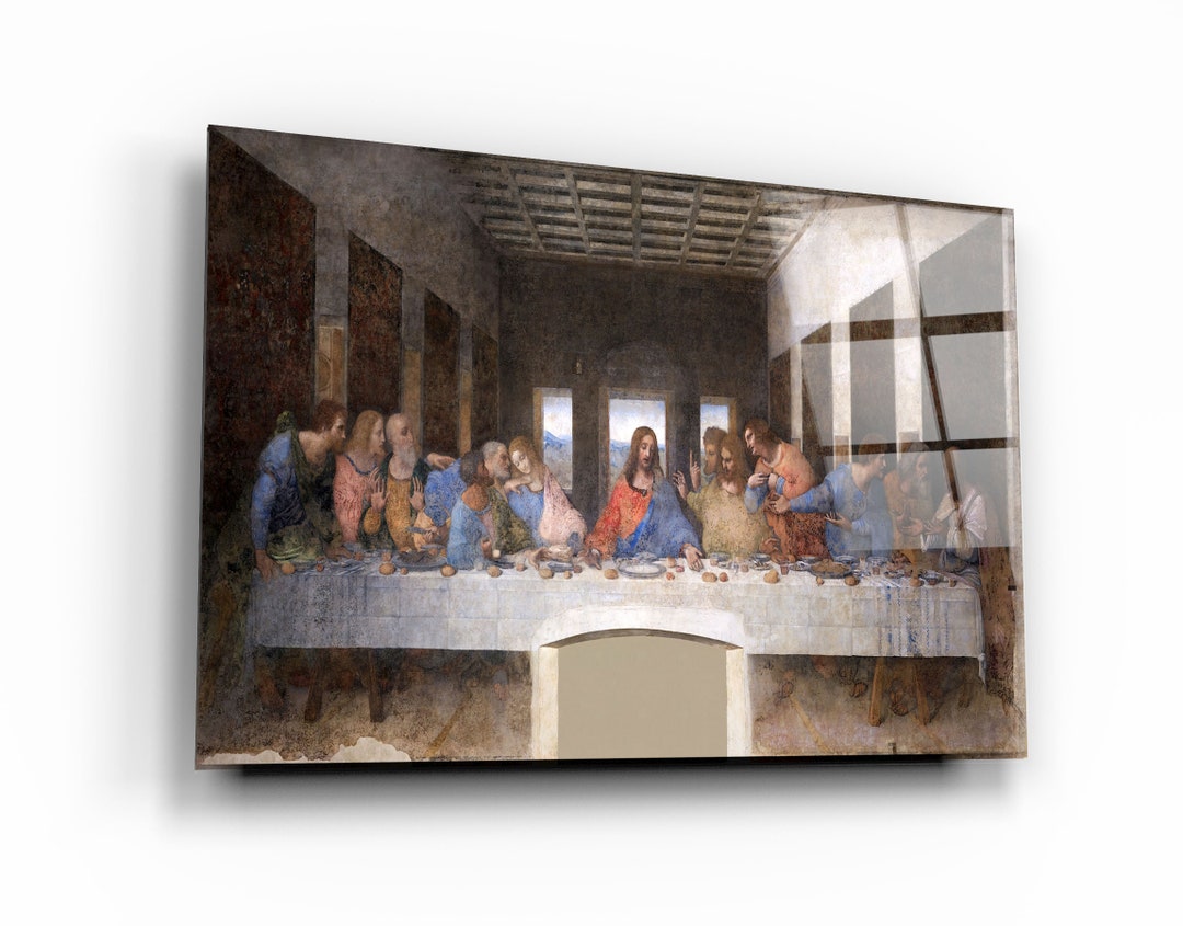 最後の晩餐 ガラス製壁掛けアート:レオナルド・ダ・ヴィンチ 強化 最後の晩餐 ガラス製壁掛けアート:レオナルド・ダ・ヴィンチ 強化