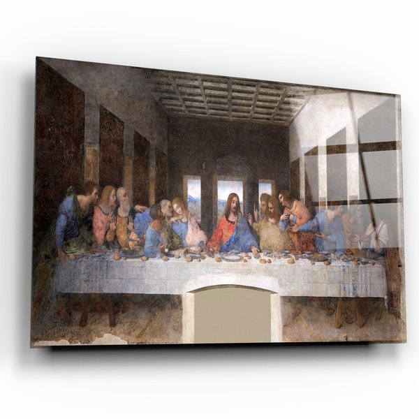 Leonardo da Vinci's Het Laatste Avondmaal (1495-1498) Glasprinten Muurkunst - Glazen muurkunst - Woondecoratie - Interieurontwerpideeën