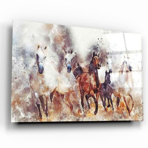 Running Horses Tempered Glass Wall Art - Home decor - Wall decor- Wall sculpture - Interior Design - Birthday Gift - Wall Hanging