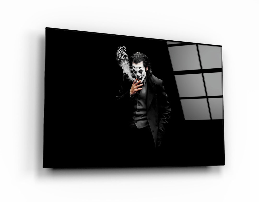 Joker Smokey Glass Printing Wall Art Glass Wall Art Home Etsy