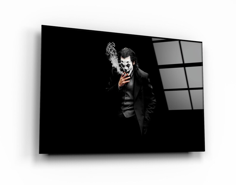 Joker Smokey Glass Printing Wall Art Glass Wall Art Home Etsy