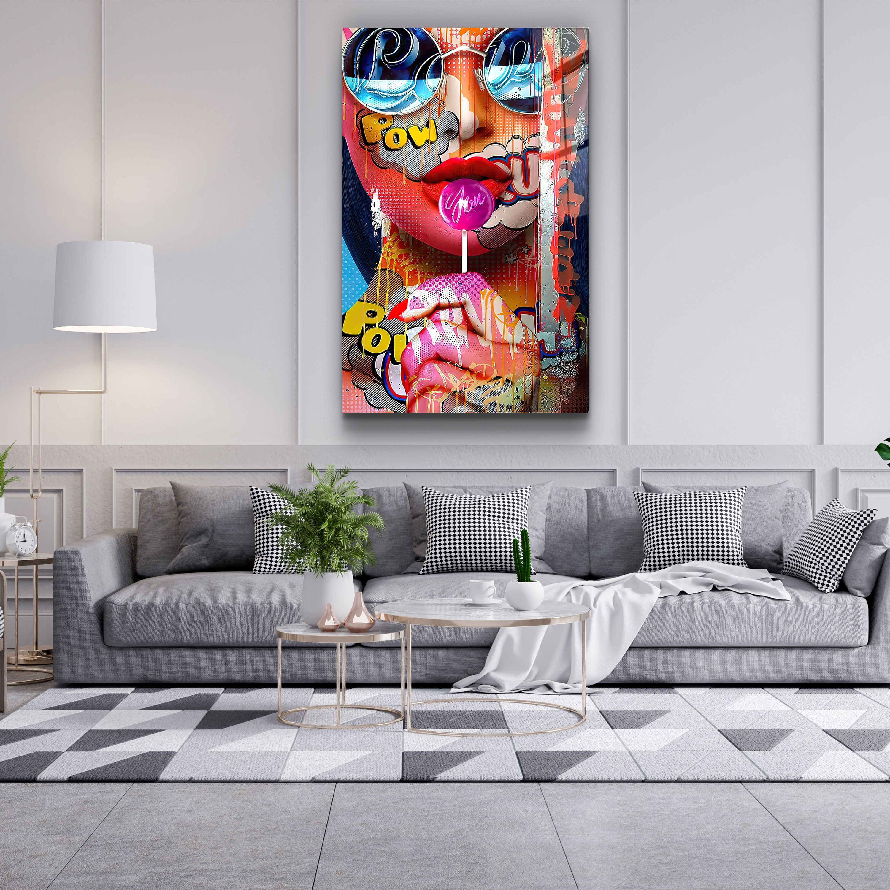 Pop Art Glass Printing Wall Art Glass Wall Art Home - Etsy