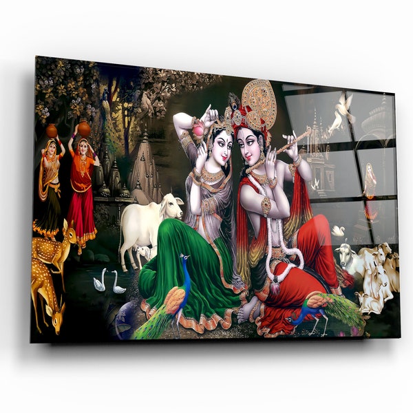 Lord Krishna - Indian Gods - Glass Printing Wall Art - Tempered Glass Wall Art-Home Decoration-Interior Design Ideas - Gift For Your Lovers