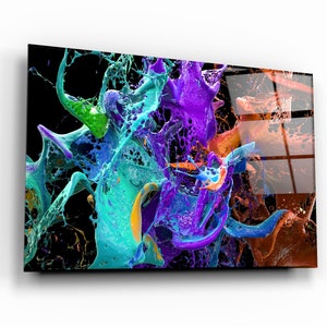 Danza de pinturas - Arte mural de vidrio templado - Decoración del hogar - Decoración de pared - Escultura de pared - Diseño de interiores - Regalo de cumpleaños - Tapiz de pared