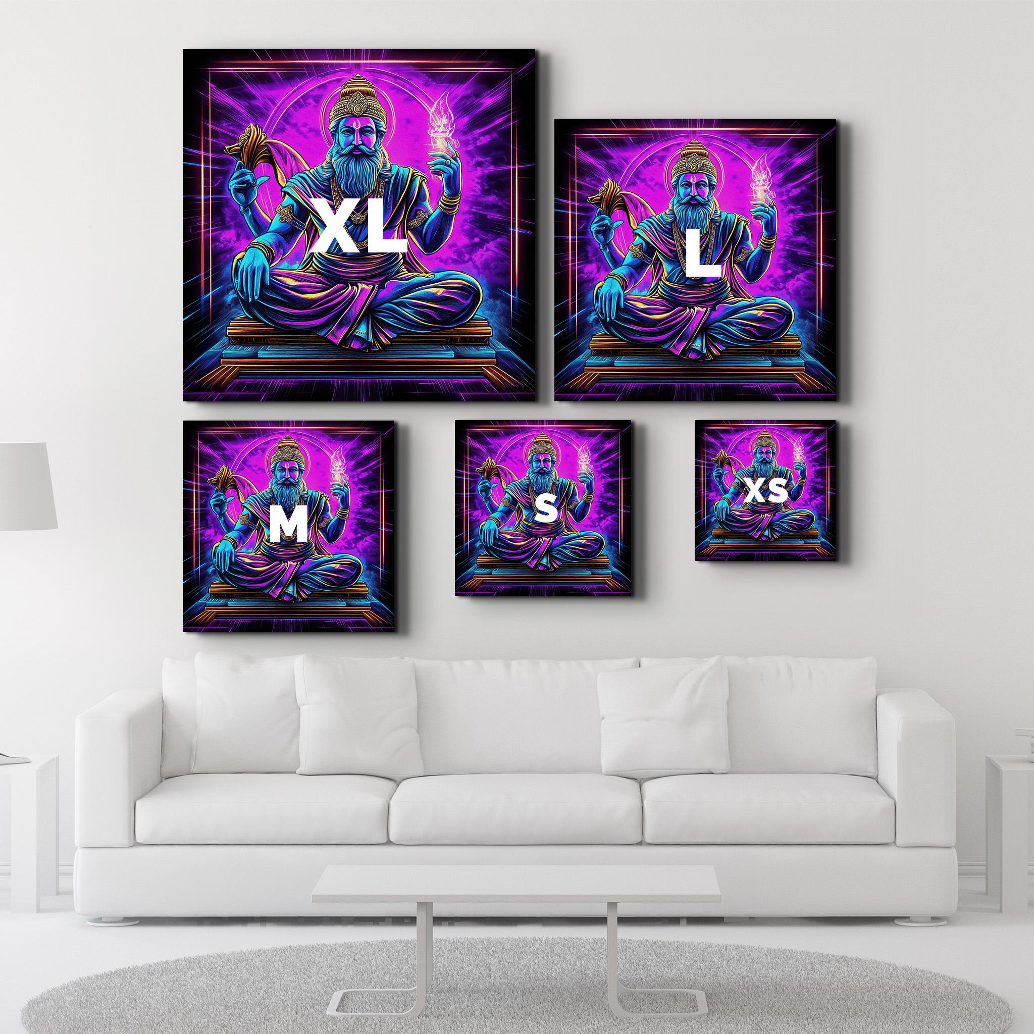 ブラフマー神（インド神）強化ガラス製ウォールアート：モダンな