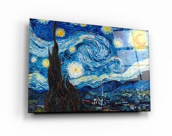 Van Gogh Starry Night Tempered Glass Wall Art: Vivid Home Decor