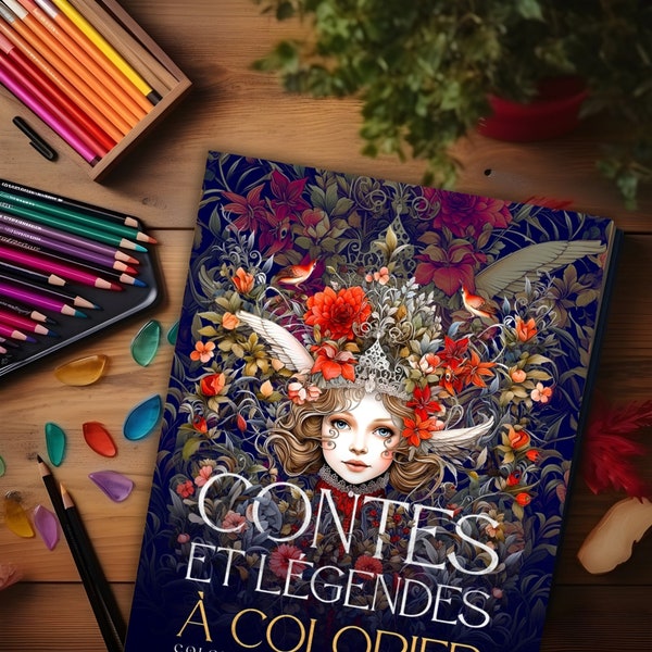 Livre à Colorier Contes et Légendes Histoire du Soir Coloriage Monde Enchanté Fantastique Féerique Illustrations Livre pour Artiste Enfant