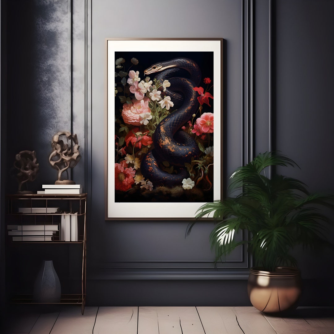 Print Art Snake Print Art Gothic Wall Art Prints Magical Art Reptile ...