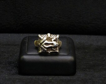 Vintage Bukhara Silver Ring, Handmade Frog Logo