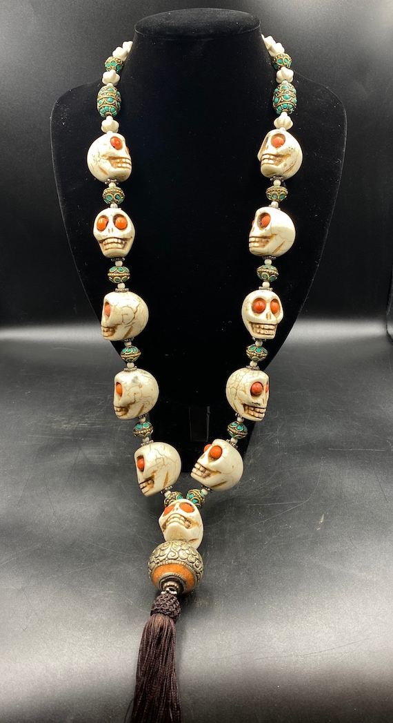 Tibetan Skull Turquoise And Gem Tibetan Skull Turquoise And Gem