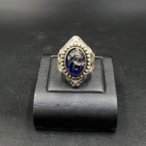 Fabulous Old Unique Carved Afghani King Ancient Blue shops Quartz Signet Solid Silver Ring