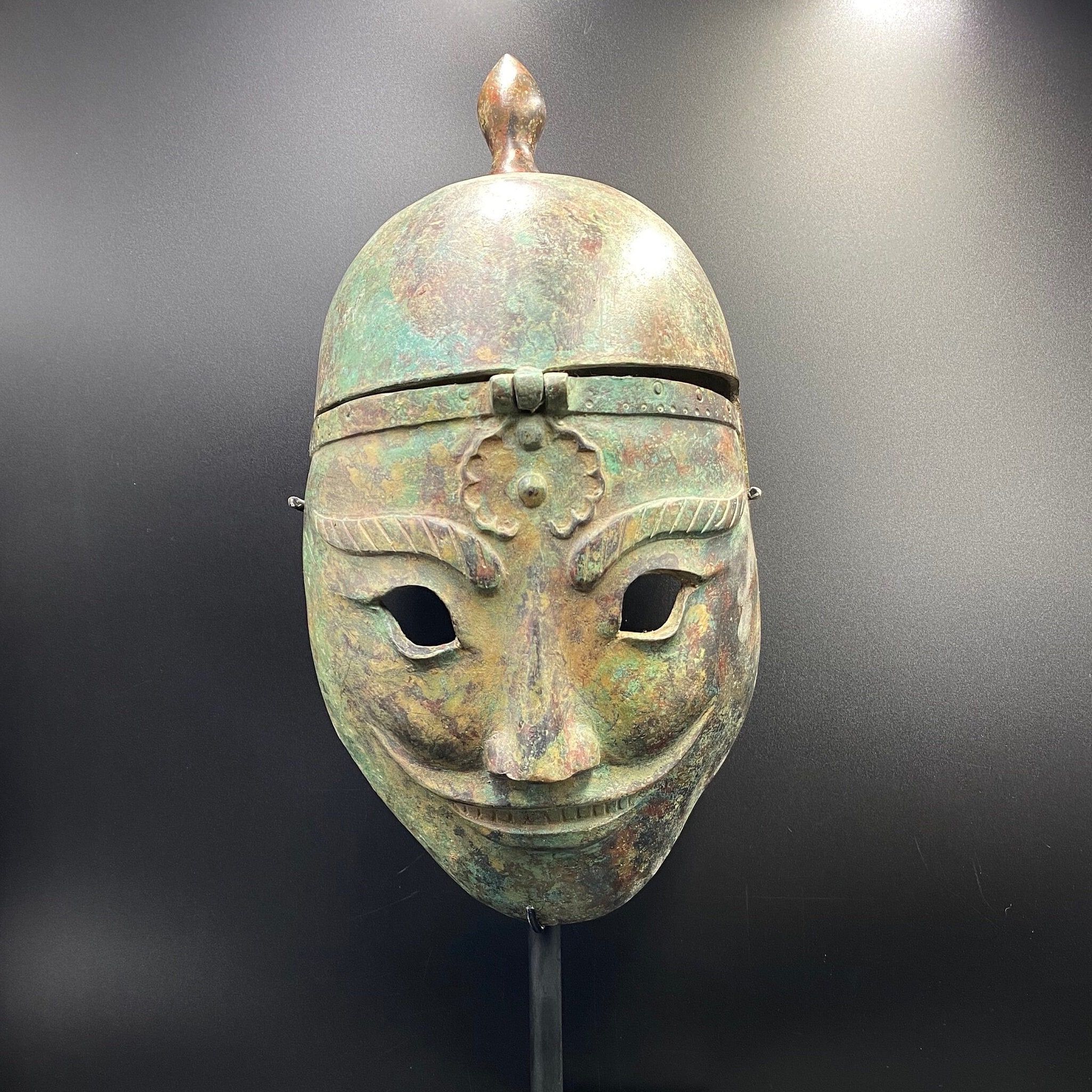 青銅製古代装飾マスク 漢王朝アンティーク！中国の青銅兵士のフェイスマスクと