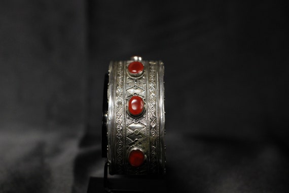 Vintage Bukhara Tribe Uzbekistan Silver Cuff Bracelet Handmade