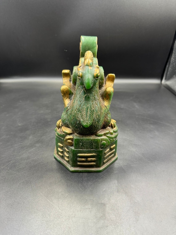 Carved Phoenix Bird Statue: Gold Gilded Jade, Art Deco - Etsy