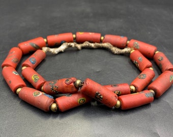 very old unique ancient chevron African trade beads necklace