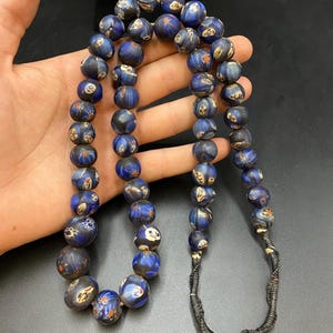 Beautiful Old African trade beads  Old blue Glass  with faces Necklace -Tribal Beads - Authentic  - Glass Beads - africa Glass Bead Necklace