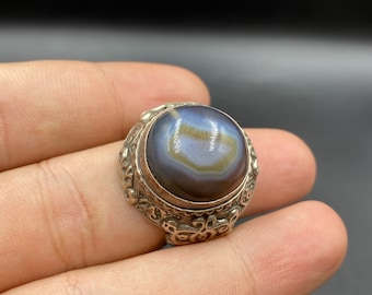 Ring i massivt silver med afghansk Sulaimani Agat, storlek 11 US