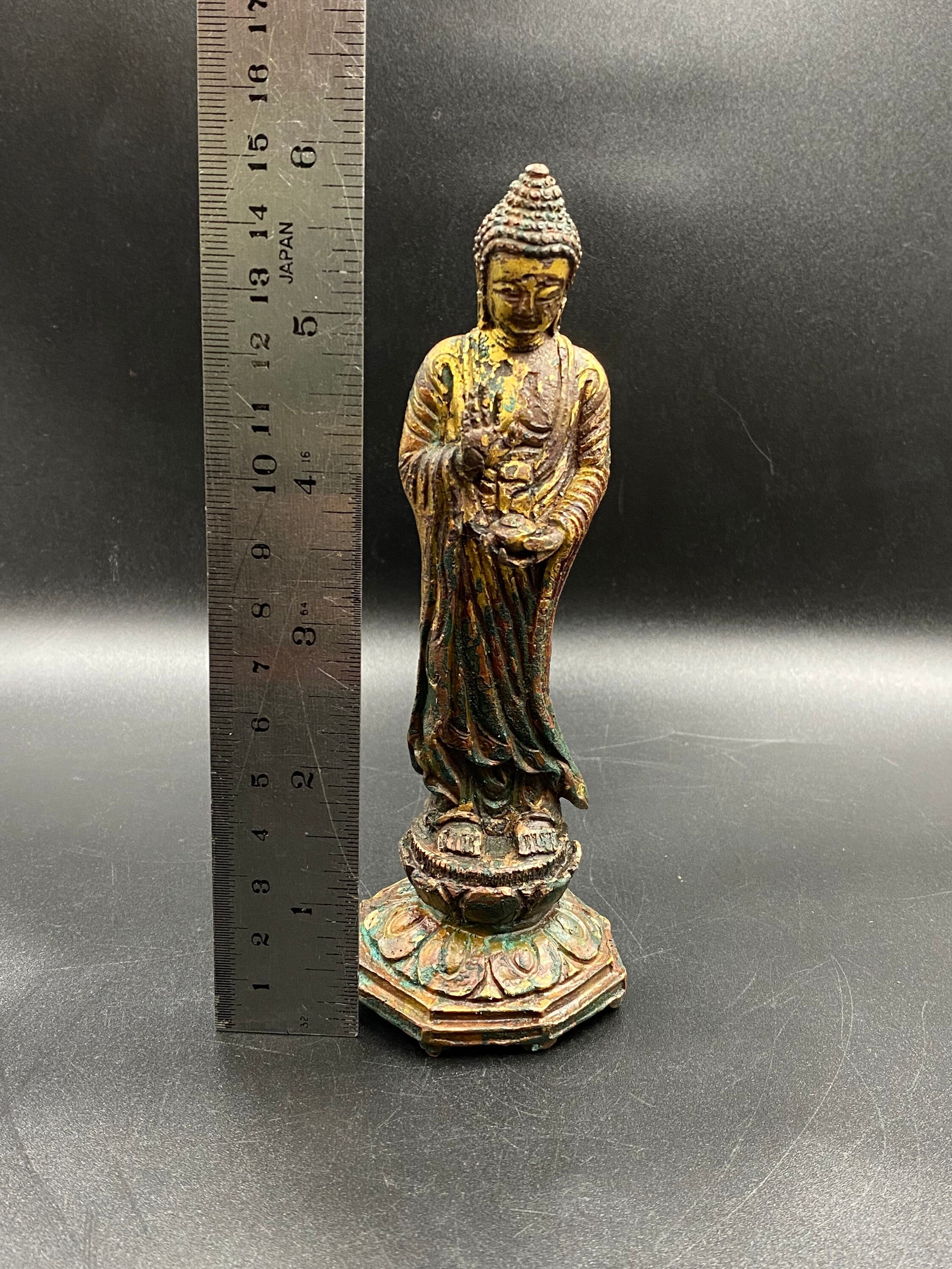 古いアンティークのモンゴルの青銅の金の輝く仏像 - Etsy 日本