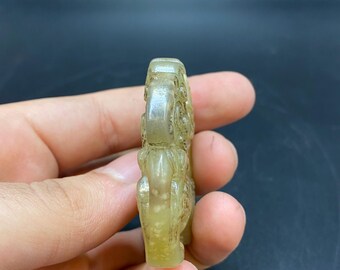 翡翠彫刻の獅子龍の中国人男性ペンダント - Etsy 日本