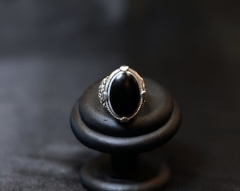 Vintage afghansk Aqeeq agat silverring, handgjorda statementsmycken, storlek 8 US