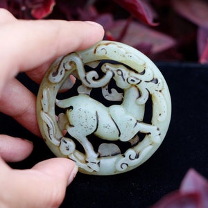 Tolle alte Natürliche Jade geschnitzte Antilope Tierfigur