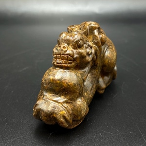 Very interesting old Chinese Black jade statue natural Hongshan Jade animal dragon lion Sculpture