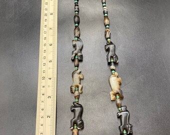 アンティークピューアゲートライオンビーズネックレス、チベットアイ