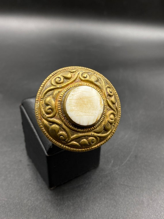Beautiful Tibetan Handmade Brass With Shell Ring S