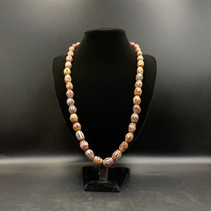 very old unique ancient chevron African trade beads necklace